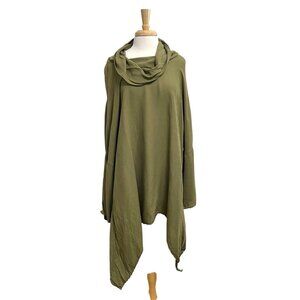 BODIL Silk Linen Blend Cowl Neck Oversized Sharkbite Hem Tunic Lagenlook size XL